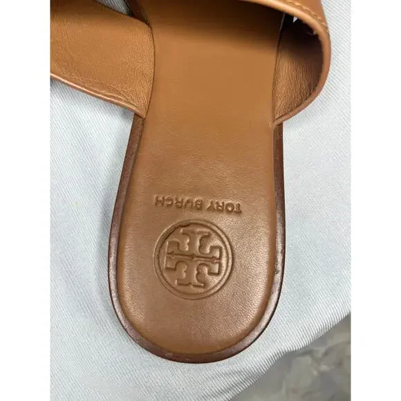 Tory Burch Jamie Weston Logo Sandals in Royal Tan US 7.5 - Picture 5 of 7